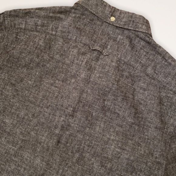 URBANMAN Linen Blend Heathered Gray Button Down Shirt - Picture 7 of 10